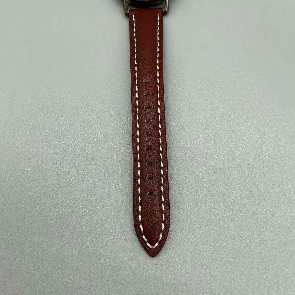 Vintage Fossil Club Fossil Mens Watch 36mm Silver Tone Brown Leather New Battery